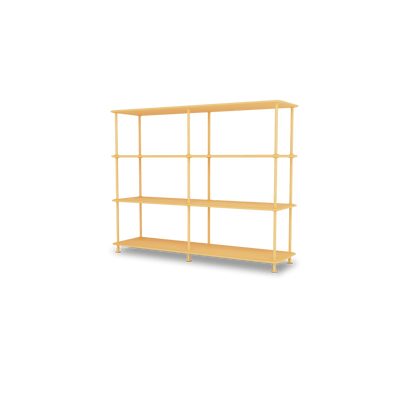 Etagère Free 330000 Montana, tablettes 233 Acacia et structure 166 Acacia, vue de trois quarts sur fond blanc