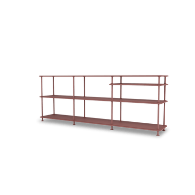 Etagère Free 222100 Montana, tablettes 231 Masala et structure 155 Masala, vue de trois quarts sur fond blanc