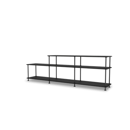 Etagère Free 111220 Montana, tablettes 207 Black et structure 05 Black, vue de trois quarts sur fond blanc