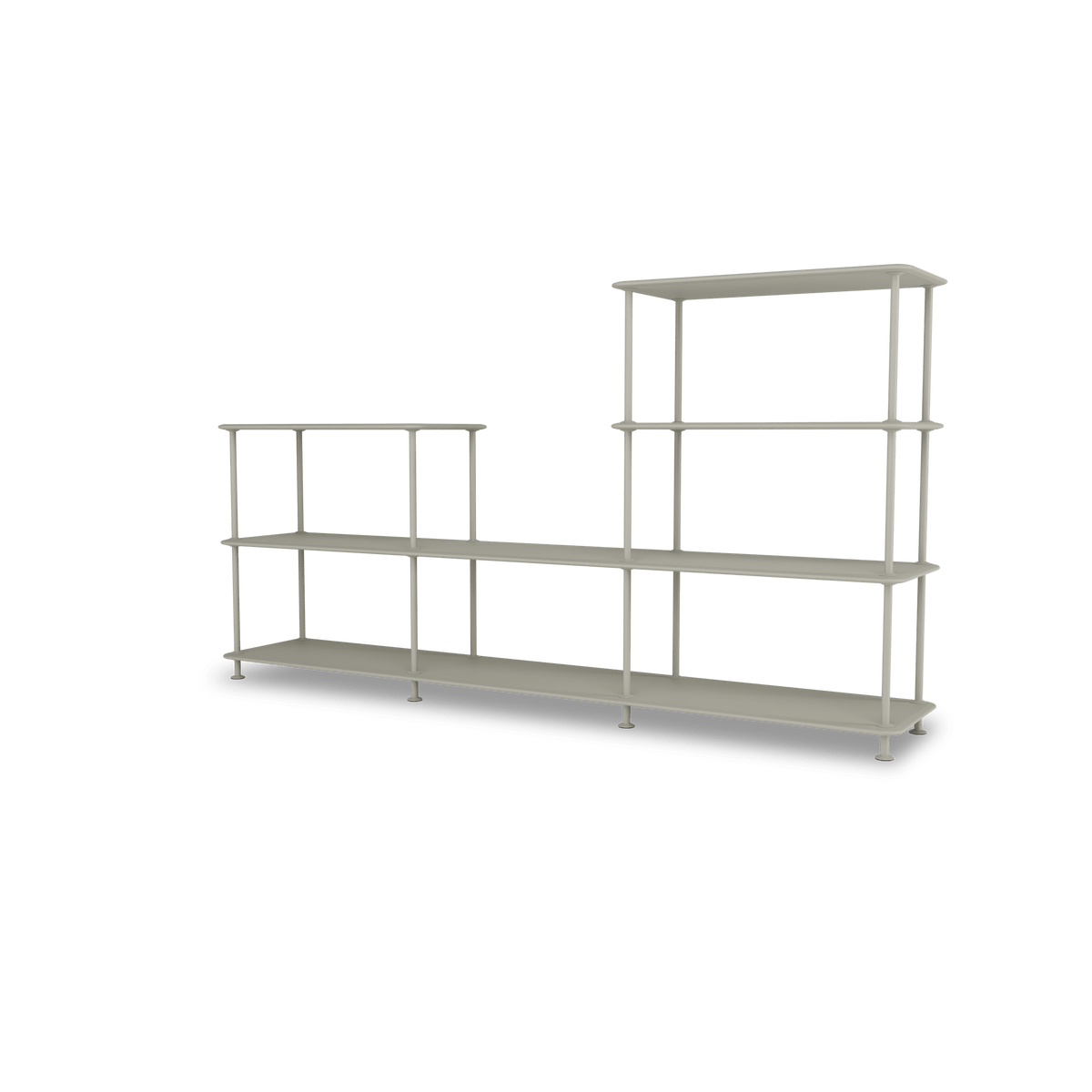 Etagère Free 312000 Montana, tablettes 225 Fennel et structure 144 Fennel, vue de trois quarts sur fond blanc