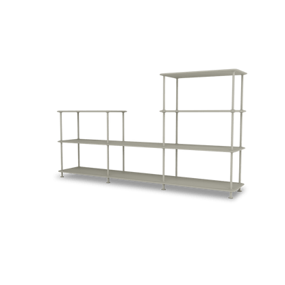 Etagère Free 312000 Montana, tablettes 225 Fennel et structure 144 Fennel, vue de trois quarts sur fond blanc