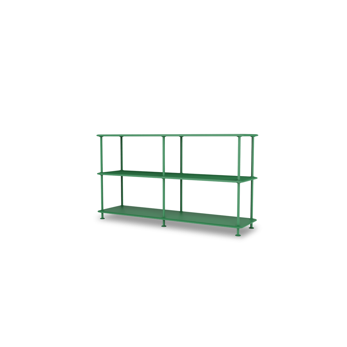 Etagère Free 220000 Montana, tablettes 232 Parsley et structure 152 Parsley, vue de trois quarts sur fond blanc