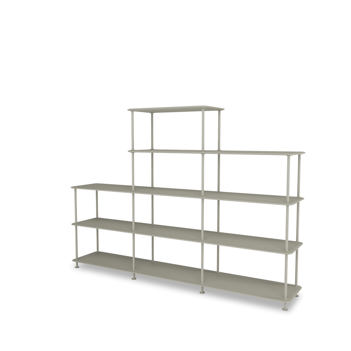 Etagère Free 342000 Montana, tablettes 225 Fennel et structure 144 Fennel, vue de trois quarts sur fond blanc
