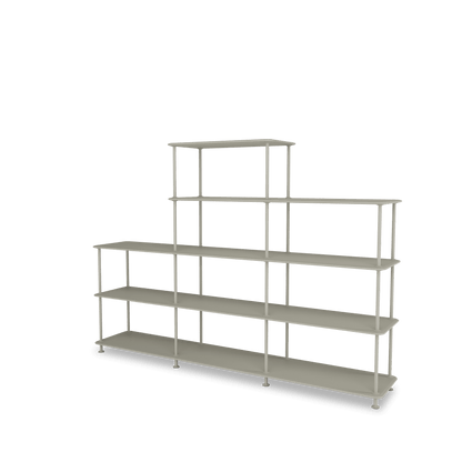 Etagère Free 342000 Montana, tablettes 225 Fennel et structure 144 Fennel, vue de trois quarts sur fond blanc