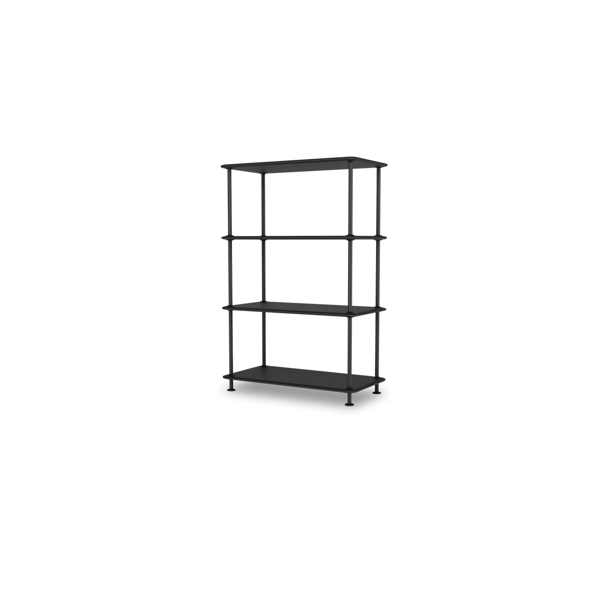 Etagère Free 300000 Montana, tablettes 207 Black et structure 05 Black, vue de trois quarts sur fond blanc