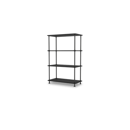 Etagère Free 300000 Montana, tablettes 207 Black et structure 05 Black, vue de trois quarts sur fond blanc