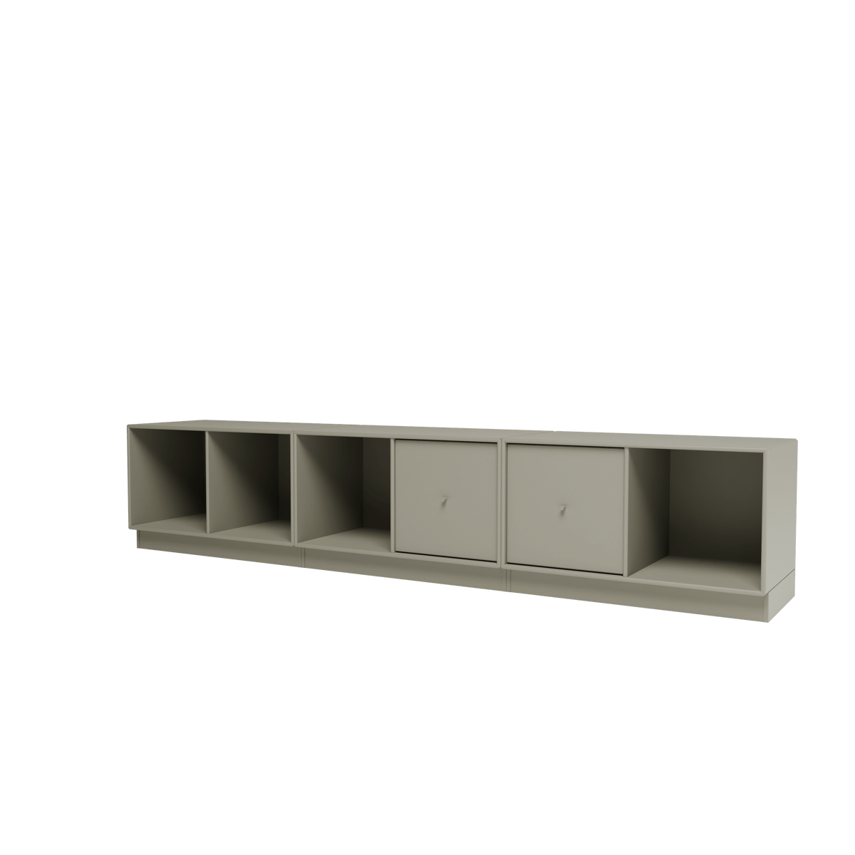 Banc Rest III Montana, laque 144 Fennel, sur socle de 7 cm, vue de trois quarts sur fond blanc