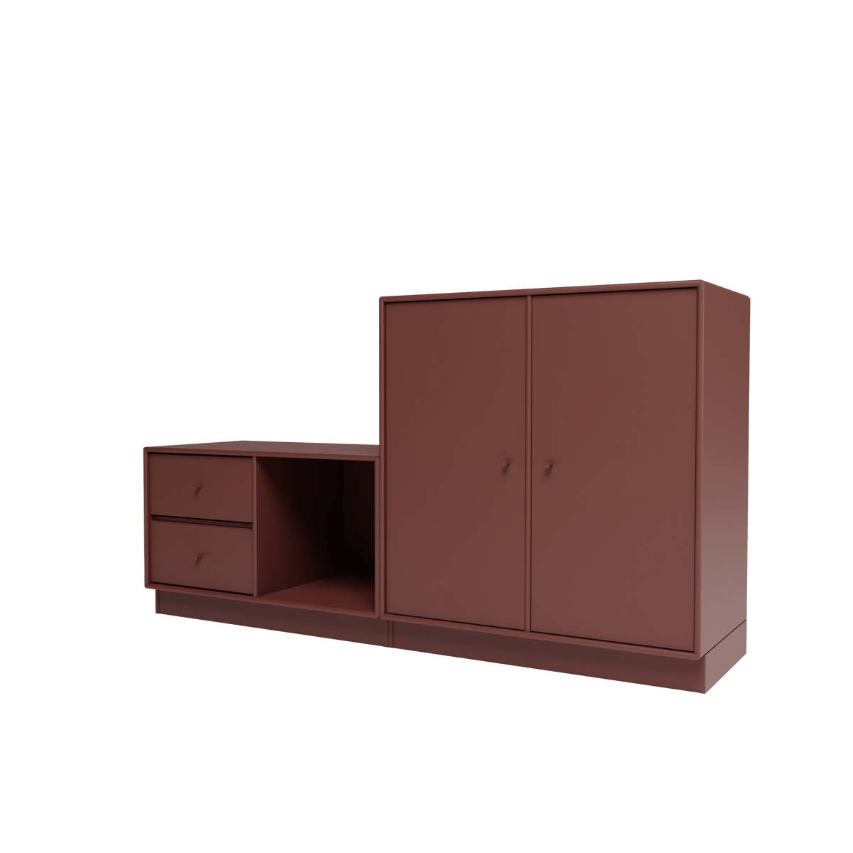 Banc Rest I Montana, laque 155 Masala, sur socle de 7 cm, vue de trois quarts sur fond blanc