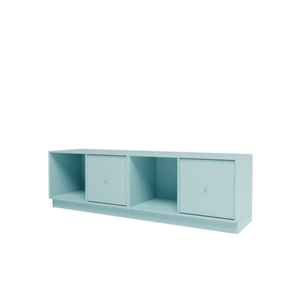 Banc Rest II Montana, laque 148 Flint, sur socle de 7 cm, vue de trois quarts sur fond blanc