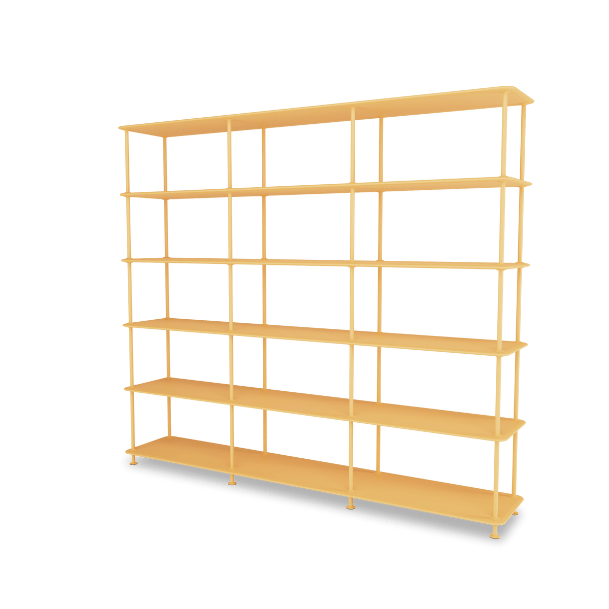 Etagère Free 555000 Montana, tablettes 233 Acacia et structure 166 Acacia, vue de trois quarts sur fond blanc