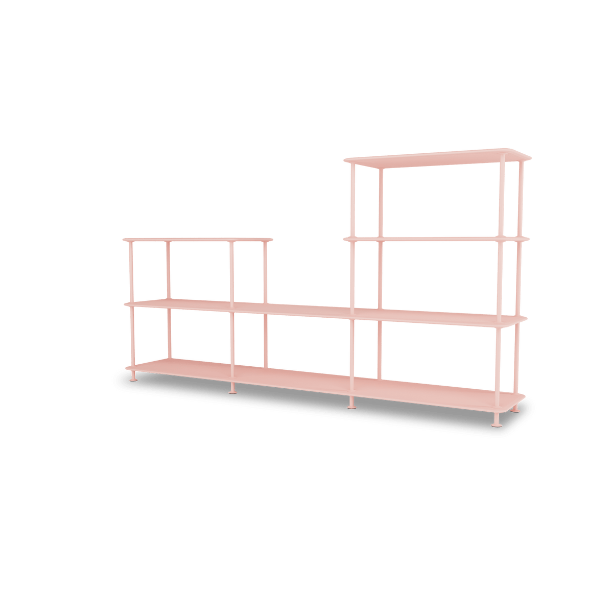 Etagère Free 312000 Montana, tablettes 167 Ruby et structure 167 Ruby, vue de trois quarts sur fond blanc