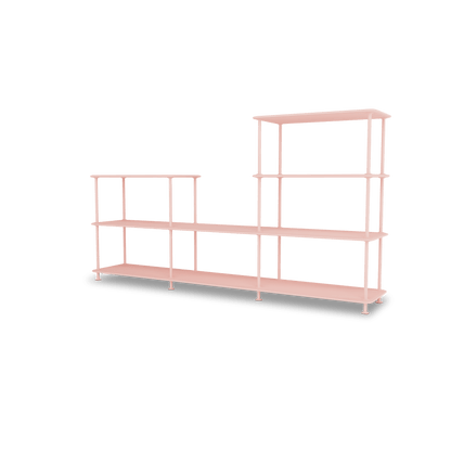 Etagère Free 312000 Montana, tablettes 167 Ruby et structure 167 Ruby, vue de trois quarts sur fond blanc