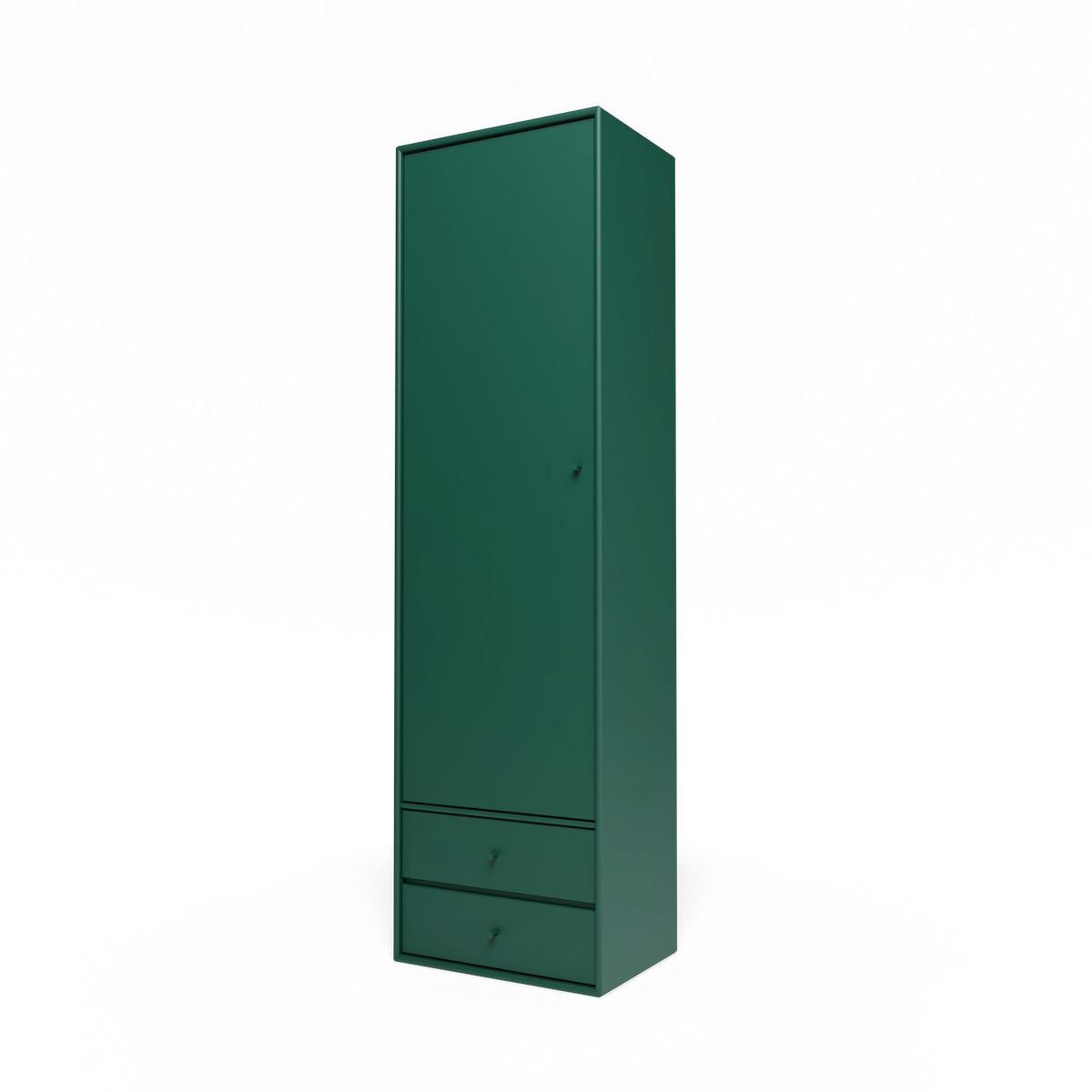 Armoire Attire I Montana, laque 136 Pine, suspendu au rail mural, vue de trois quarts sur fond blanc
