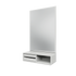 Miroir Glance Montana, laque 01 White, suspendu au rail mural, vue de trois quarts sur fond blanc