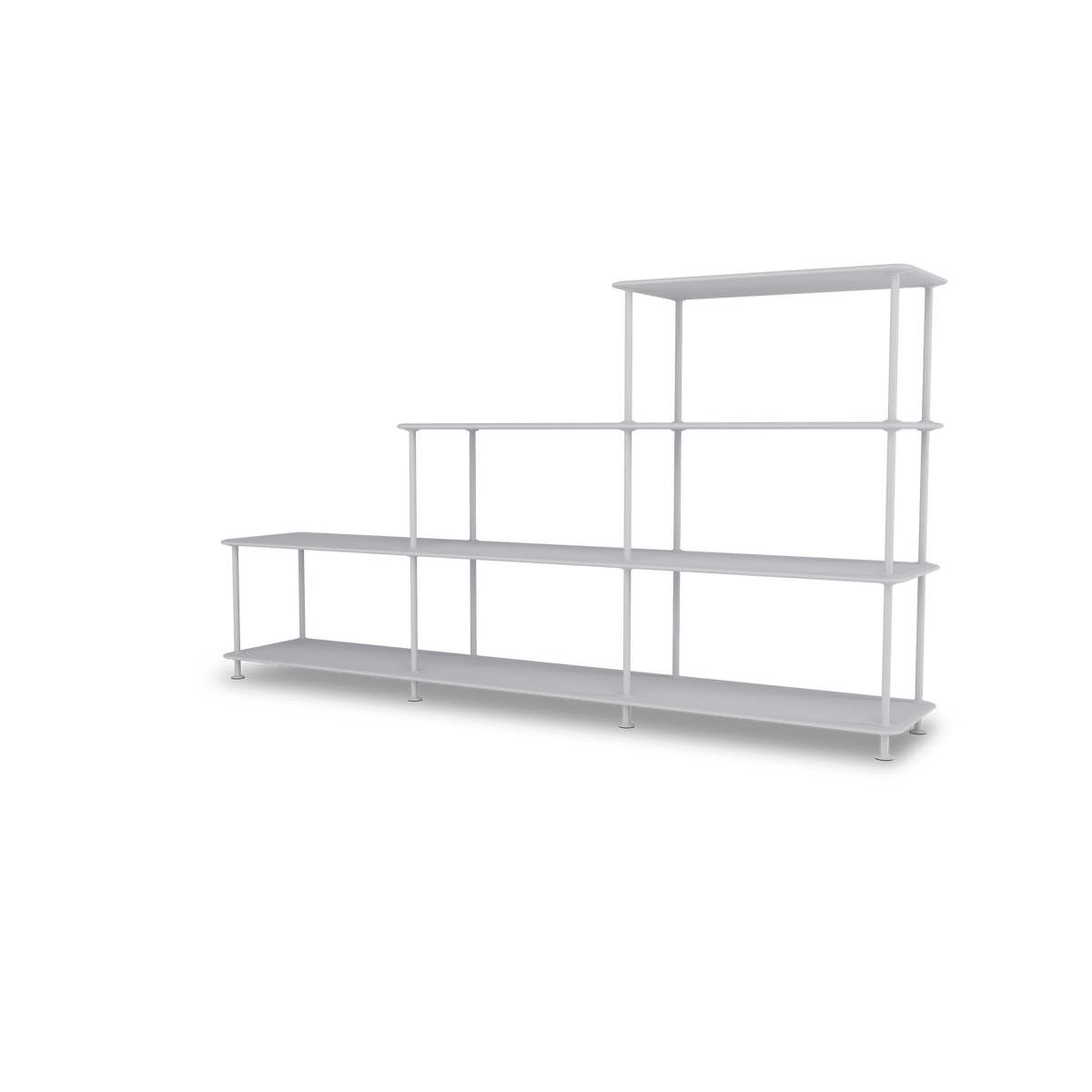 Etagère Free 321000 Montana, tablettes 209 Fjord et structure 02 Fjord, vue de trois quarts sur fond blanc
