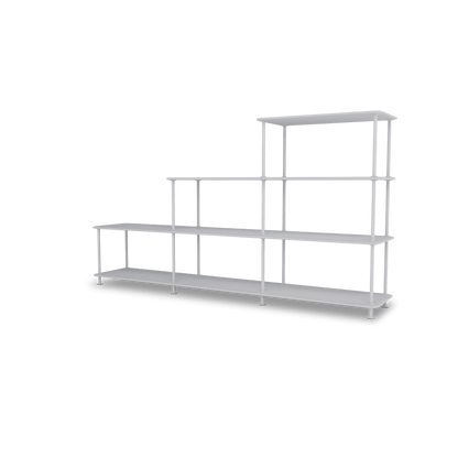 Etagère Free 321000 Montana, tablettes 209 Fjord et structure 02 Fjord, vue de trois quarts sur fond blanc