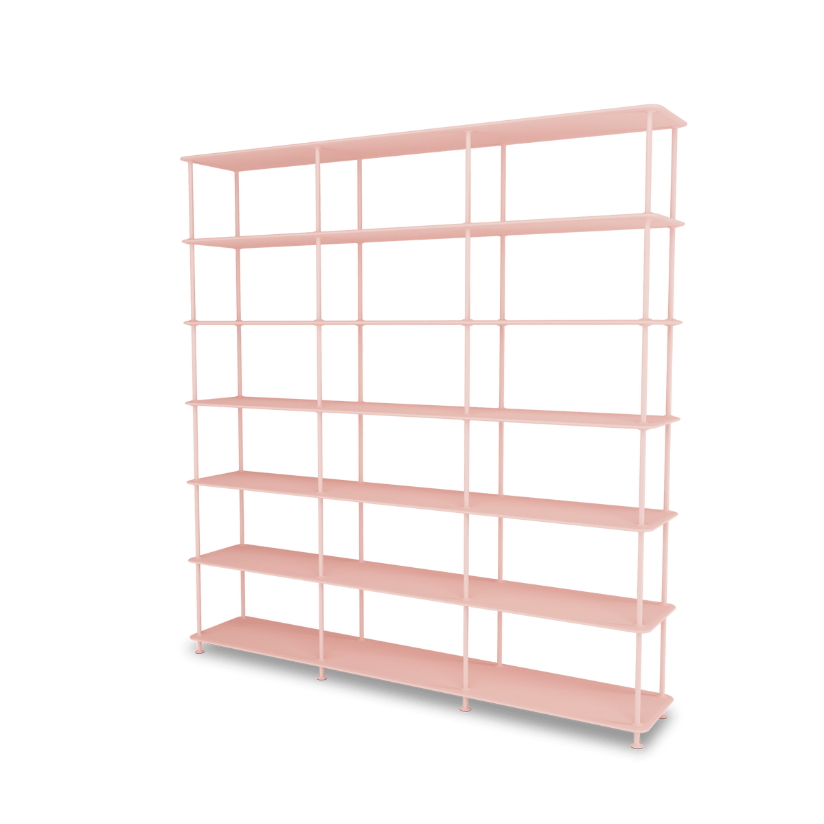 Etagère Free 666000 Montana, tablettes 167 Ruby et structure 167 Ruby, vue de trois quarts sur fond blanc