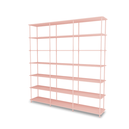 Etagère Free 666000 Montana, tablettes 167 Ruby et structure 167 Ruby, vue de trois quarts sur fond blanc