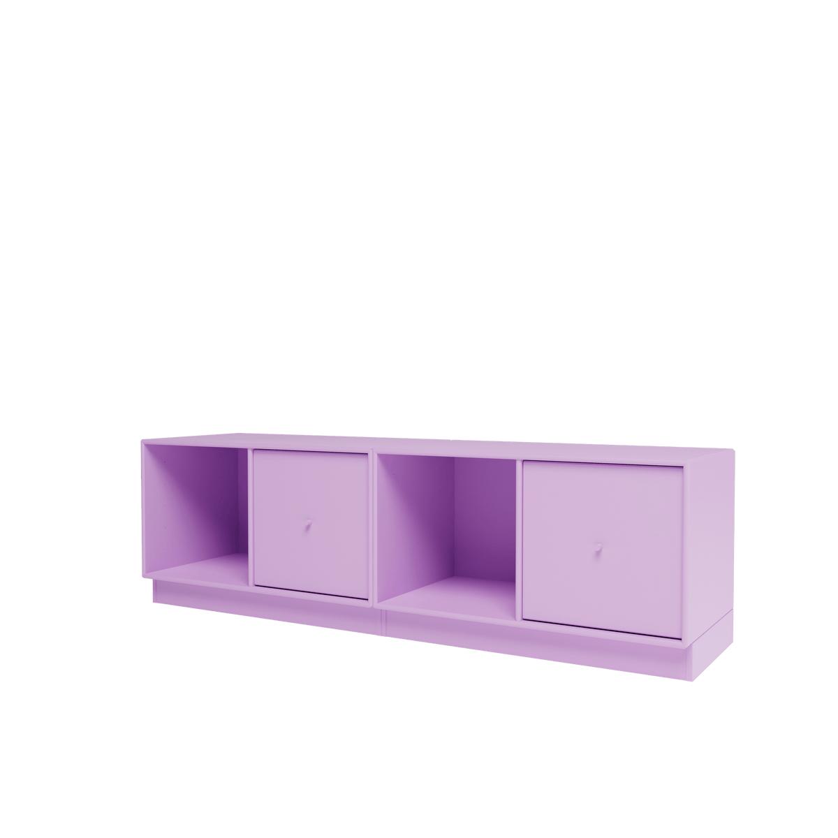 Banc Rest II Montana, laque 164 Iris, sur socle de 7 cm, vue de trois quarts sur fond blanc