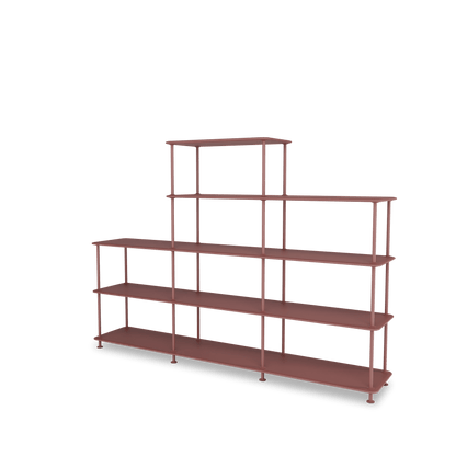 Etagère Free 342000 Montana, tablettes 231 Masala et structure 155 Masala, vue de trois quarts sur fond blanc