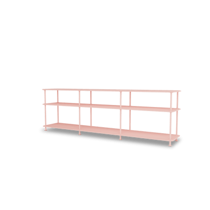 Etagère Free 111222 Montana, tablettes 167 Ruby et structure 167 Ruby, vue de trois quarts sur fond blanc