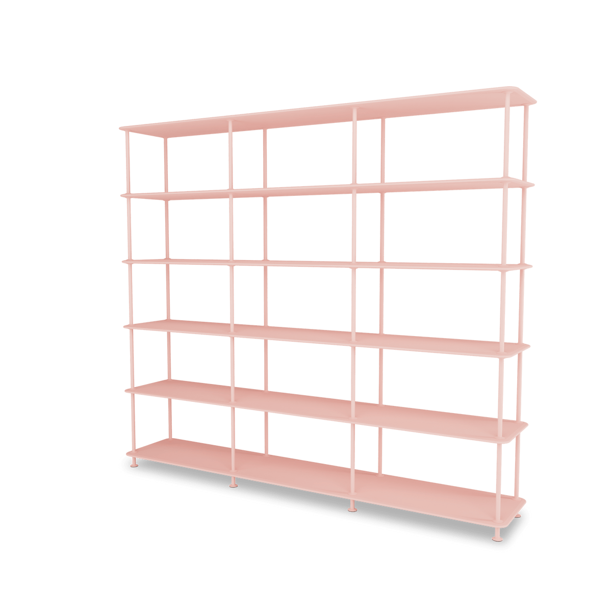 Etagère Free 555000 Montana, tablettes 167 Ruby et structure 167 Ruby, vue de trois quarts sur fond blanc