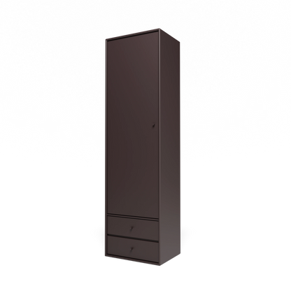 Armoire Attire I Montana, laque 160 Balsamic, suspendu au rail mural, vue de trois quarts sur fond blanc