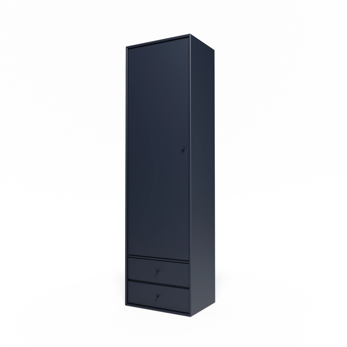 Armoire Attire I Montana, laque 147 Shadow, suspendu au rail mural, vue de trois quarts sur fond blanc