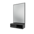 Miroir Glance Montana, laque 04 Anthracite, suspendu au rail mural, vue de trois quarts sur fond blanc