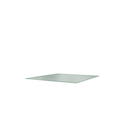 Tablette Panton Wire Single en verre clair, vue en perspective sur fond blanc