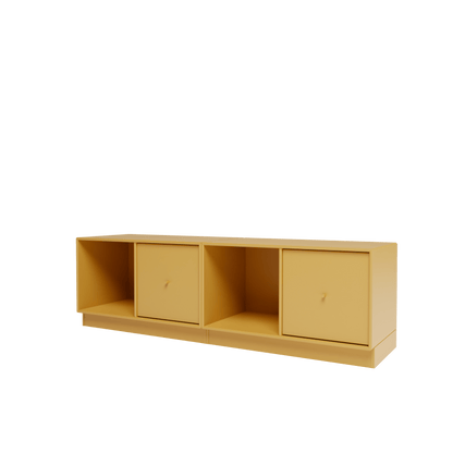 Banc Rest II Montana, laque 157 Cumin, sur socle de 7 cm, vue de trois quarts sur fond blanc