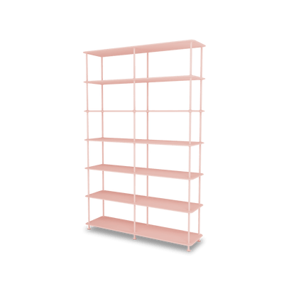 Etagère Free 660000 Montana, tablettes 167 Ruby et structure 167 Ruby, vue de trois quarts sur fond blanc