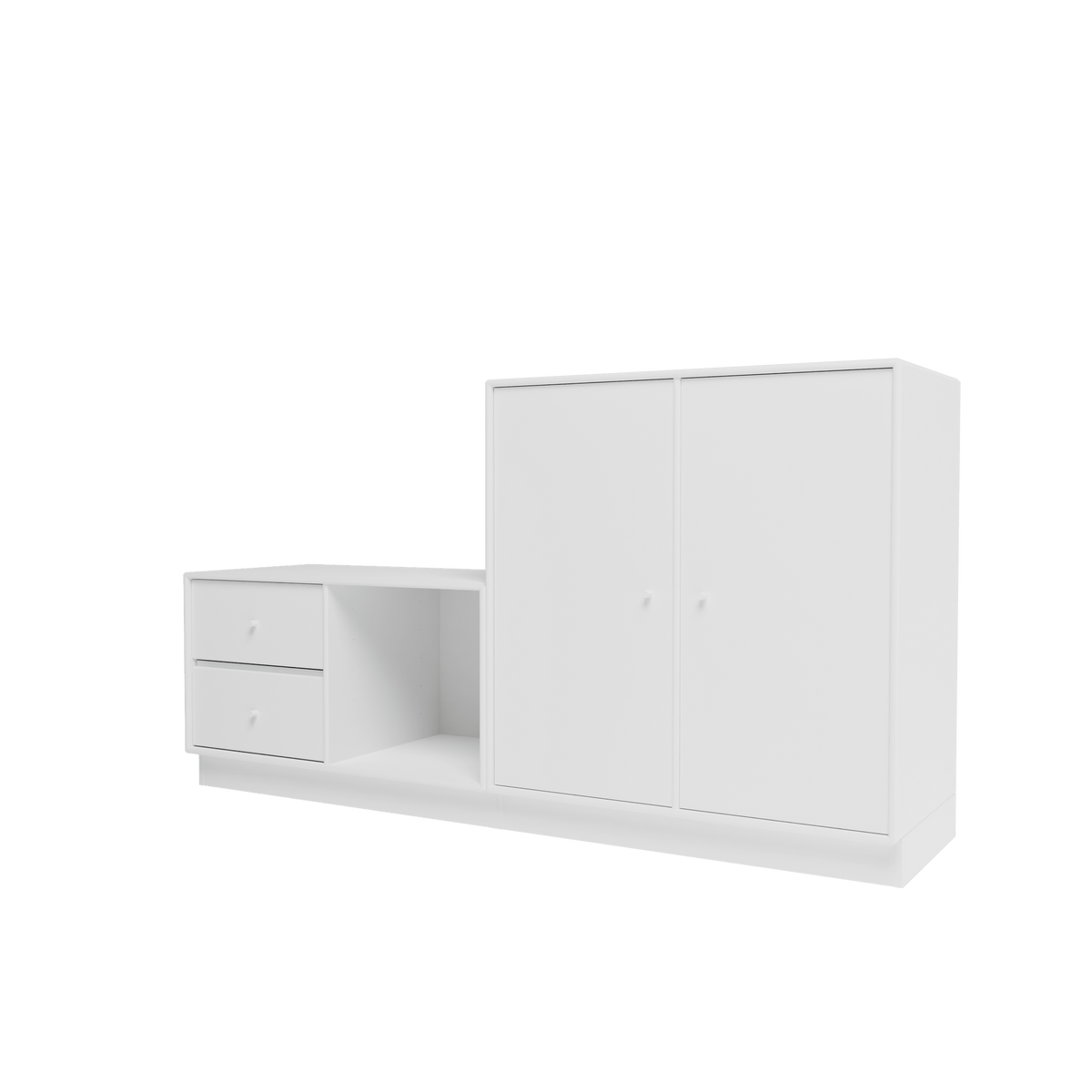Banc Rest I Montana, laque 38 Snow, sur socle de 7 cm, vue de trois quarts sur fond blanc