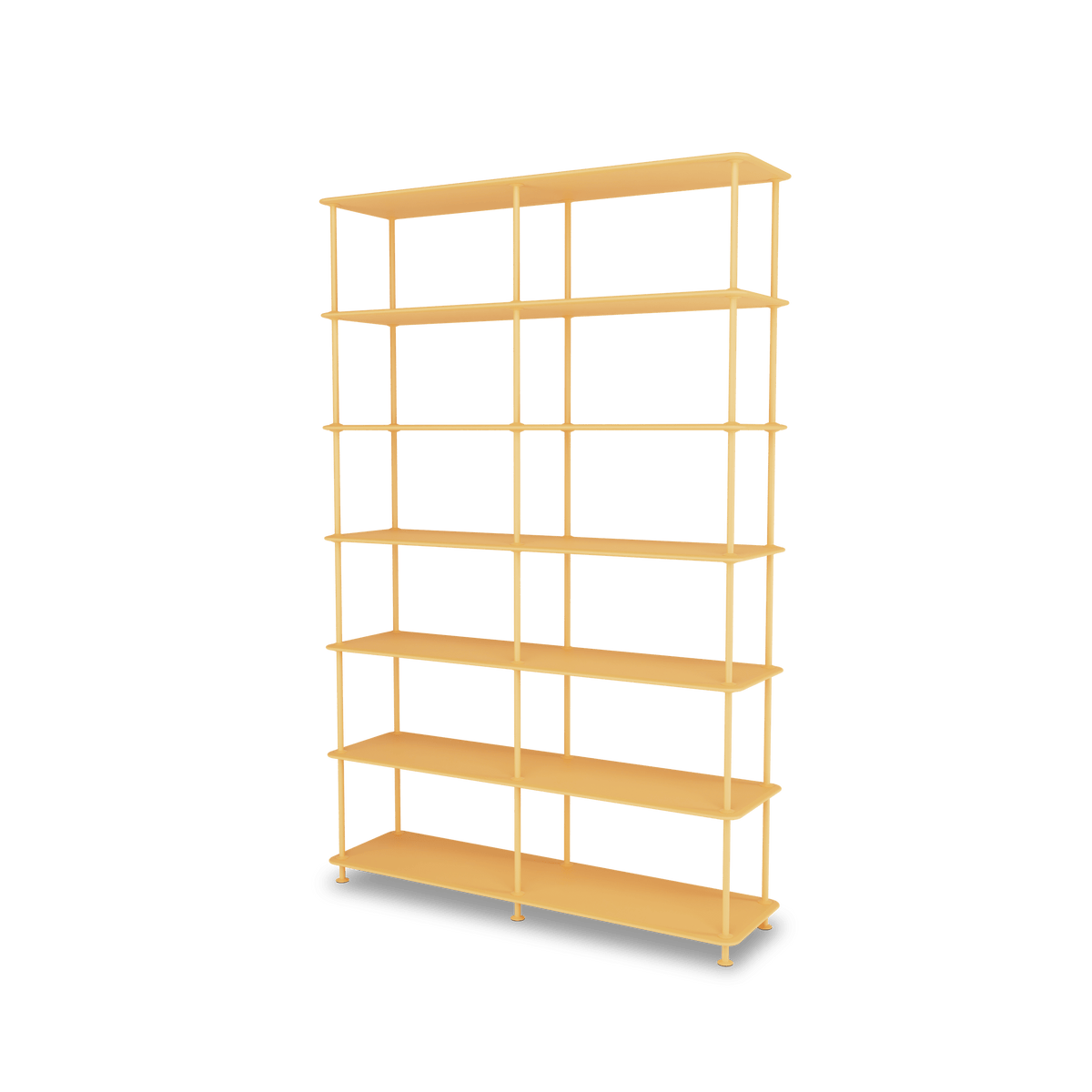 Etagère Free 660000 Montana, tablettes 233 Acacia et structure 166 Acacia, vue de trois quarts sur fond blanc