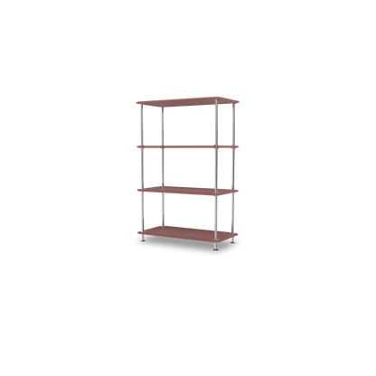 Etagère Free 300000 Montana, tablettes 231 Masala et structure 44C Chrome, vue de trois quarts sur fond blanc
