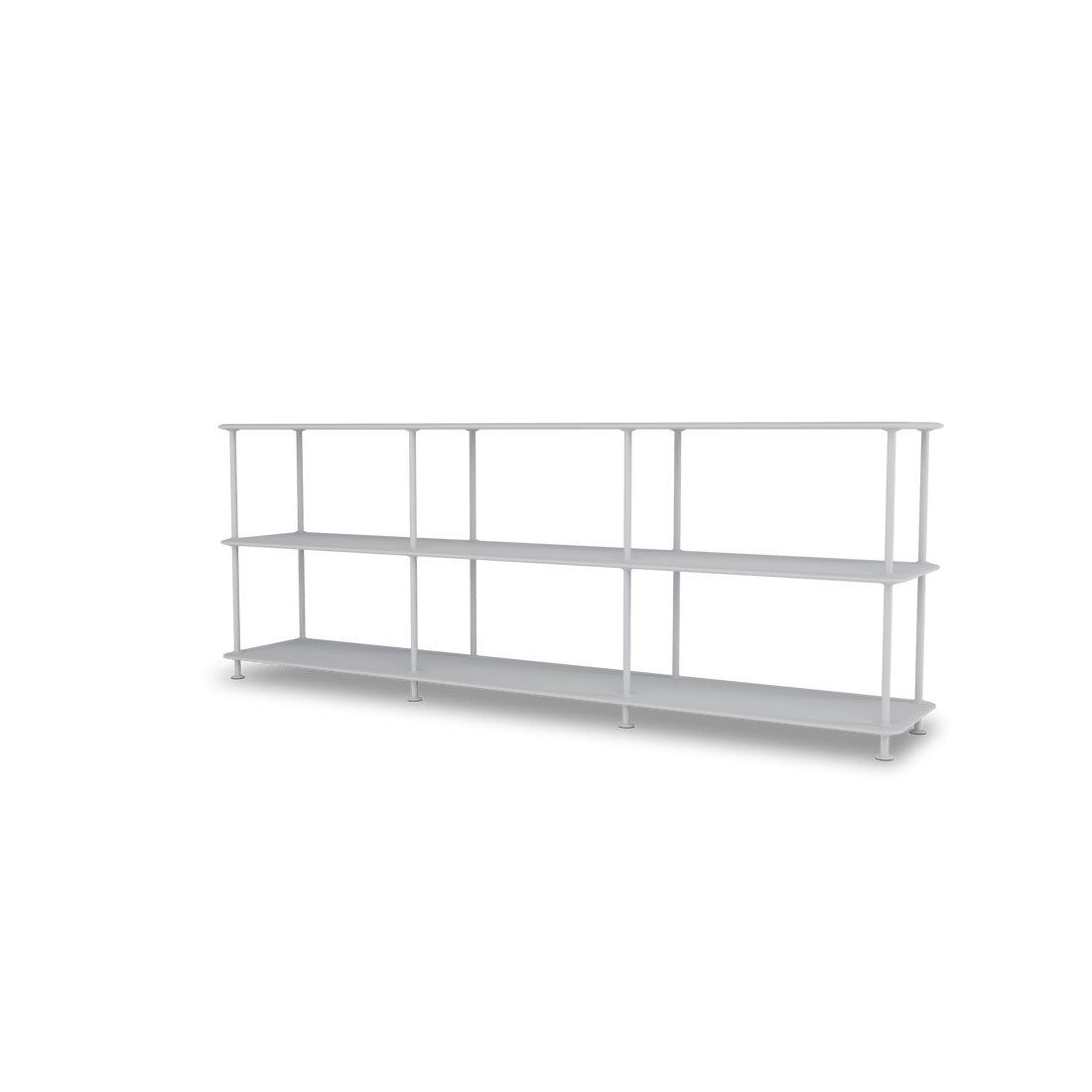 Etagère Free 222000 Montana, tablettes 209 Fjord et structure 02 Fjord, vue de trois quarts sur fond blanc