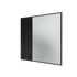 Miroir Memo Montana, laque 05 Black, suspendu au rail mural, vue de trois quarts sur fond blanc