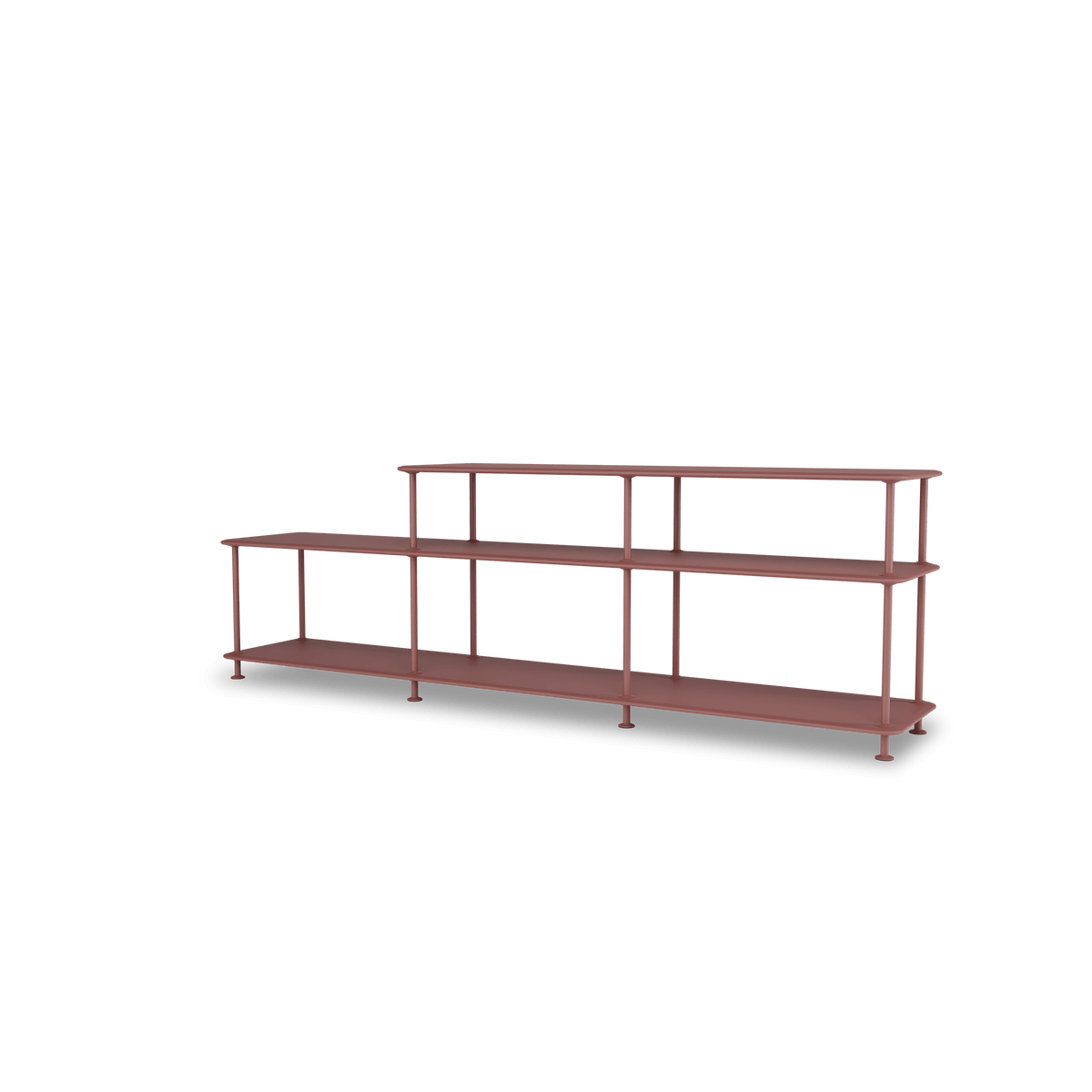 Etagère Free 111220 Montana, tablettes 231 Masala et structure 155 Masala, vue de trois quarts sur fond blanc