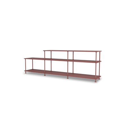 Etagère Free 111220 Montana, tablettes 231 Masala et structure 155 Masala, vue de trois quarts sur fond blanc