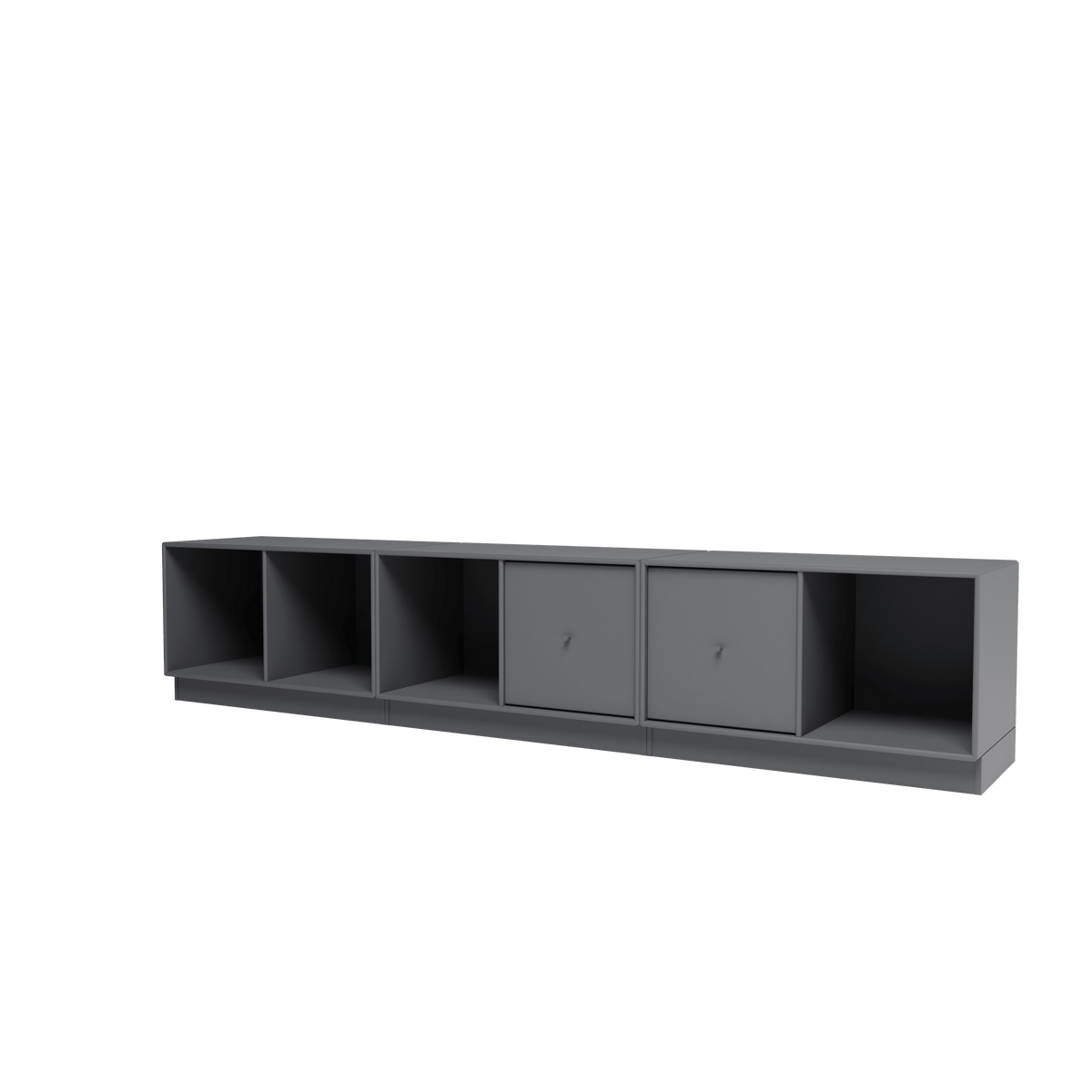 Banc Rest III Montana, laque 36 Coal, sur socle de 7 cm, vue de trois quarts sur fond blanc