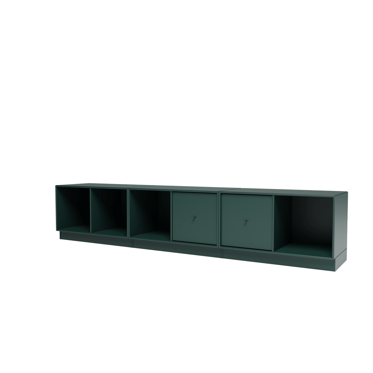 Banc Rest III Montana, laque 163 Black Jade, sur socle de 7 cm, vue de trois quarts sur fond blanc
