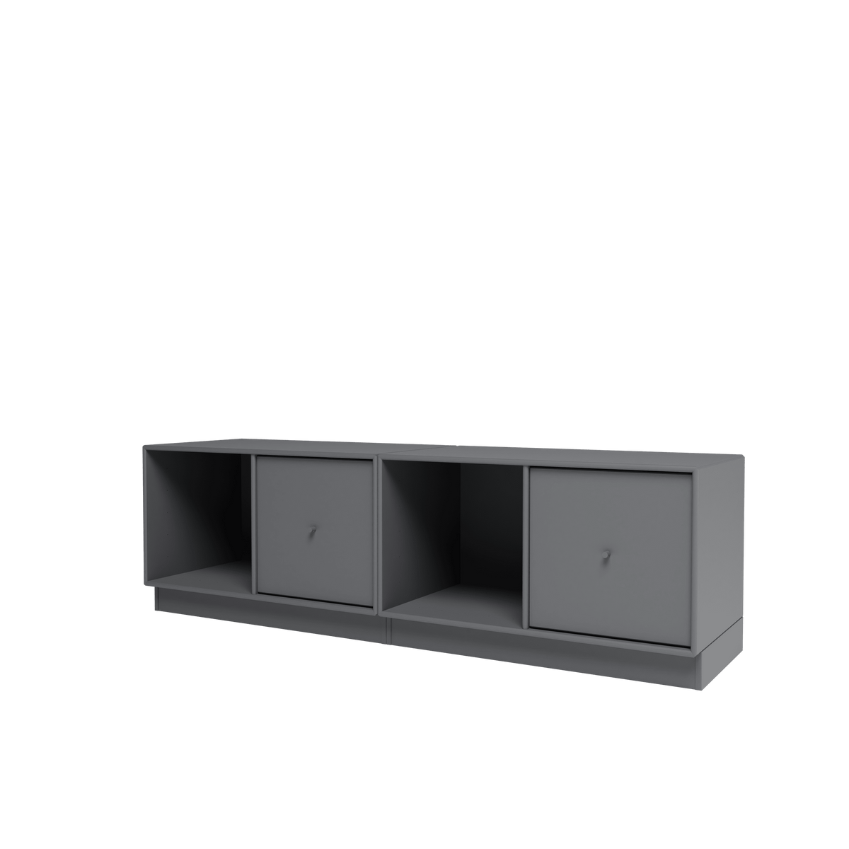 Banc Rest II Montana, laque 36 Coal, sur socle de 7 cm, vue de trois quarts sur fond blanc