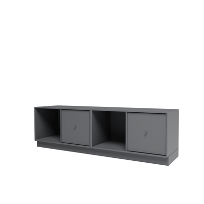 Banc Rest II Montana, laque 36 Coal, sur socle de 7 cm, vue de trois quarts sur fond blanc