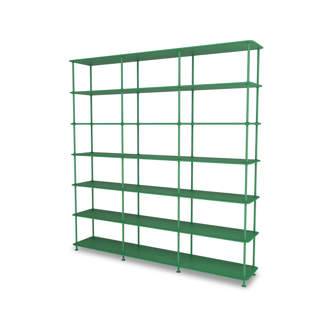 Etagère Free 666000 Montana, tablettes 232 Parsley et structure 152 Parsley, vue de trois quarts sur fond blanc
