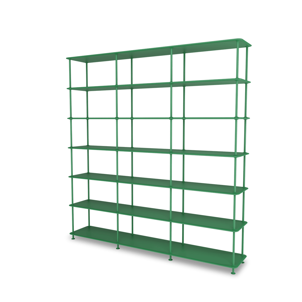 Etagère Free 666000 Montana, tablettes 232 Parsley et structure 152 Parsley, vue de trois quarts sur fond blanc