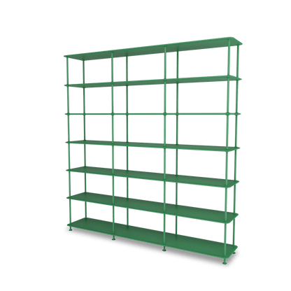 Etagère Free 666000 Montana, tablettes 232 Parsley et structure 152 Parsley, vue de trois quarts sur fond blanc