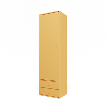 Armoire Attire I Montana, laque 166 Acacia, suspendu au rail mural, vue de trois quarts sur fond blanc