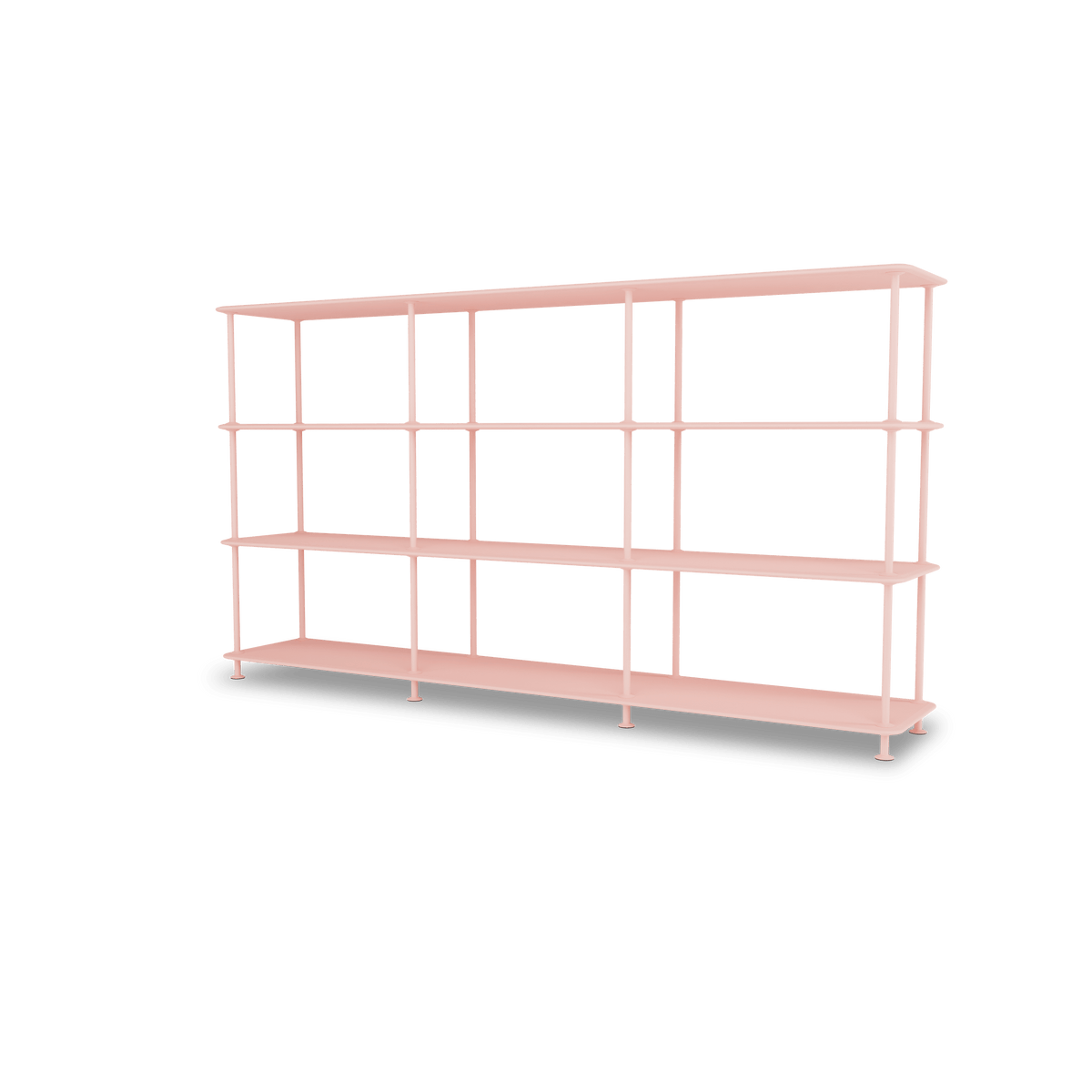 Etagère Free 333000 Montana, tablettes 167 Ruby et structure 167 Ruby, vue de trois quarts sur fond blanc