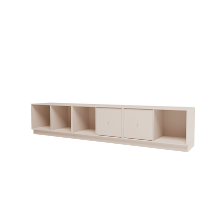 Banc Rest III Montana, laque 168 Clay, sur socle de 7 cm, vue de trois quarts sur fond blanc