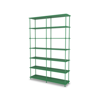 Etagère Free 660000 Montana, tablettes 232 Parsley et structure 152 Parsley, vue de trois quarts sur fond blanc
